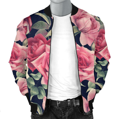 Rose Pattern Print Design RO05 Men Bomber Jacket