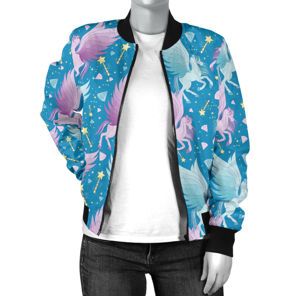 Pegasus Pattern Print Design 04 Women's Bomber Jacket