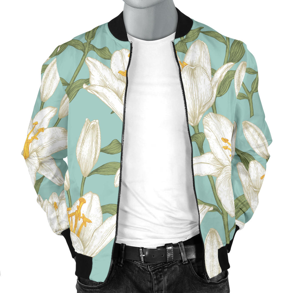 Lily Pattern Print Design LY09 Men Bomber Jacket