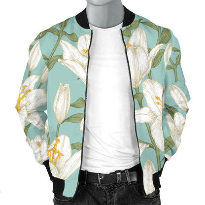 Lily Pattern Print Design LY09 Men Bomber Jacket