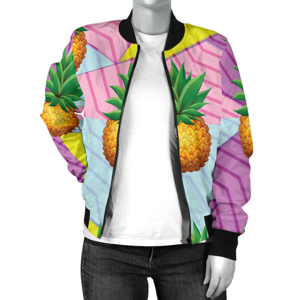 Pineapple Pattern Print Design PP05 Women Bomber Jacket