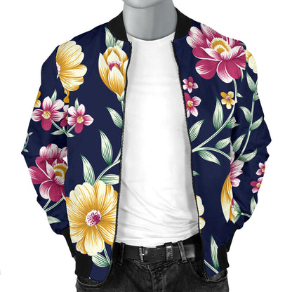 Gerberas Pattern Print Design GB03 Men Bomber Jacket