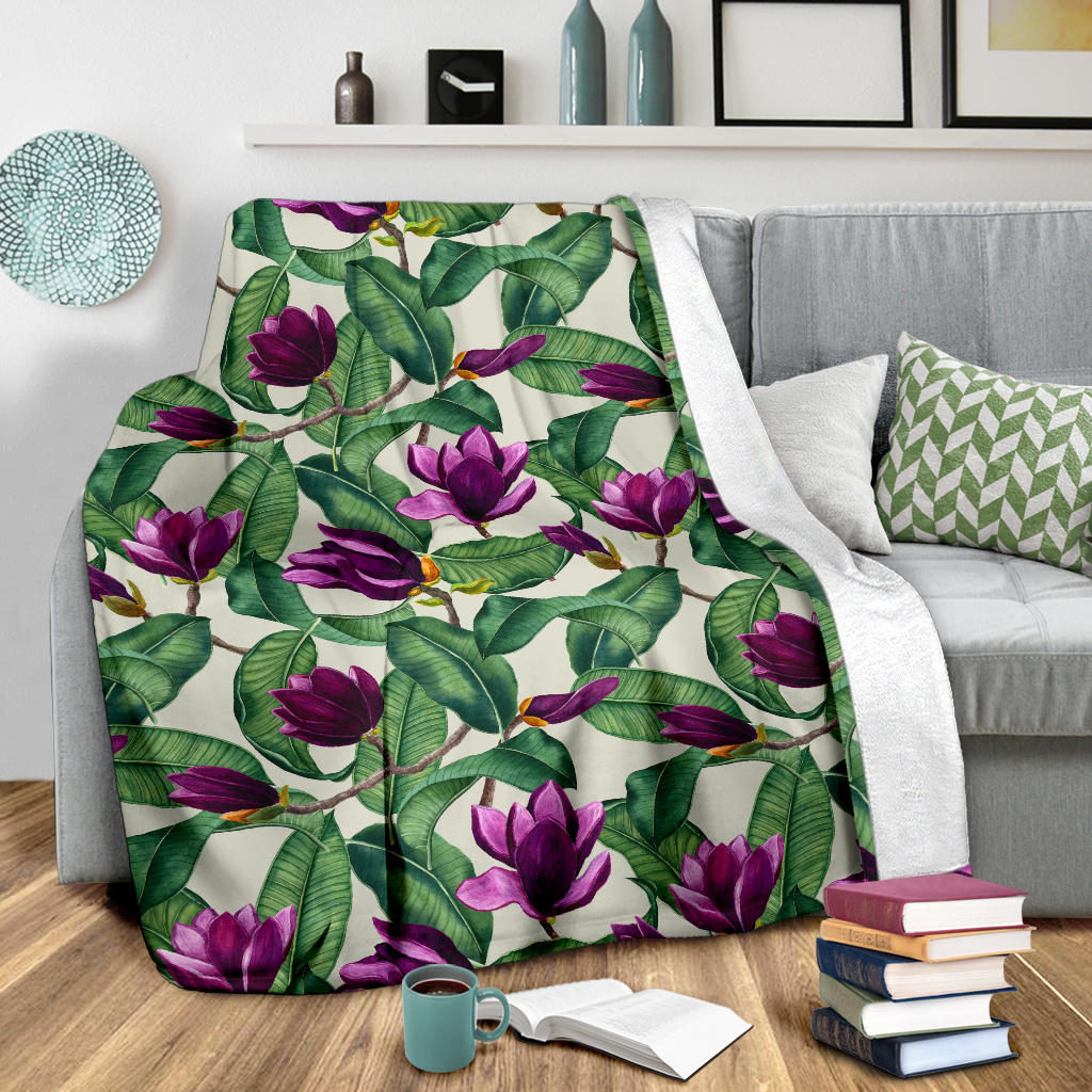Magnolia Pattern Print Design MAG07 Fleece Blanket