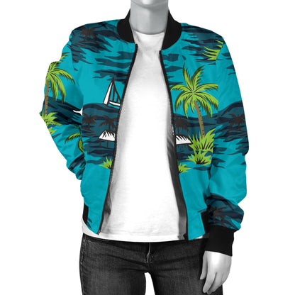 Pacific island Pattern Print Design A01 Women's Bomber Jacket