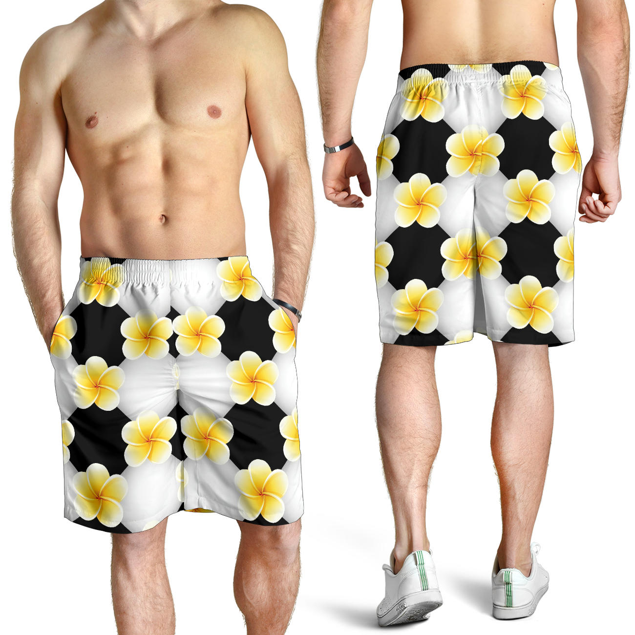 Plumeria Pattern Print Design A04 Mens Shorts