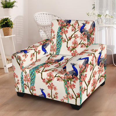 Cherry Blossom Peacock Armchair Slipcover