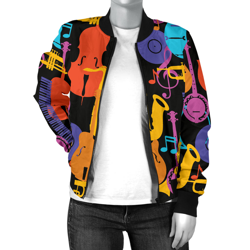 Jazz Pattern Print Design 03 Women's Bomber Jacket