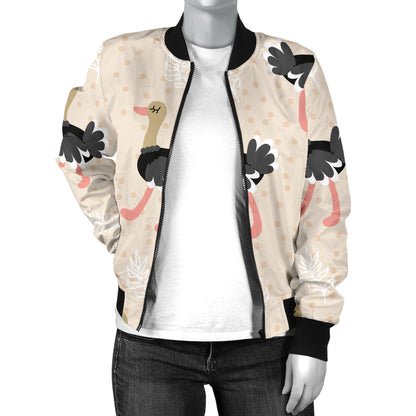 Ostrich Pattern Print Design 02 Women's Bomber Jacket
