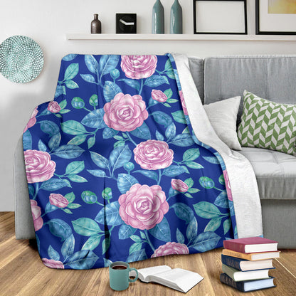 Camellia Pattern Print Design CM05 Fleece Blanket