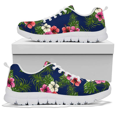 Hibiscus Pattern Print Design HB028 Sneakers White Bottom Shoes