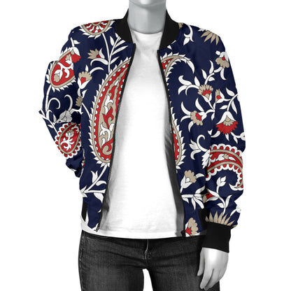 Paisley Pattern Print Design A05 Women's Bomber Jacket