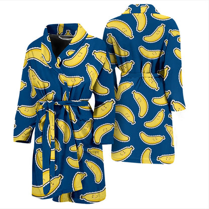 Banana Pattern Print Design BA03 Men Bathrobe