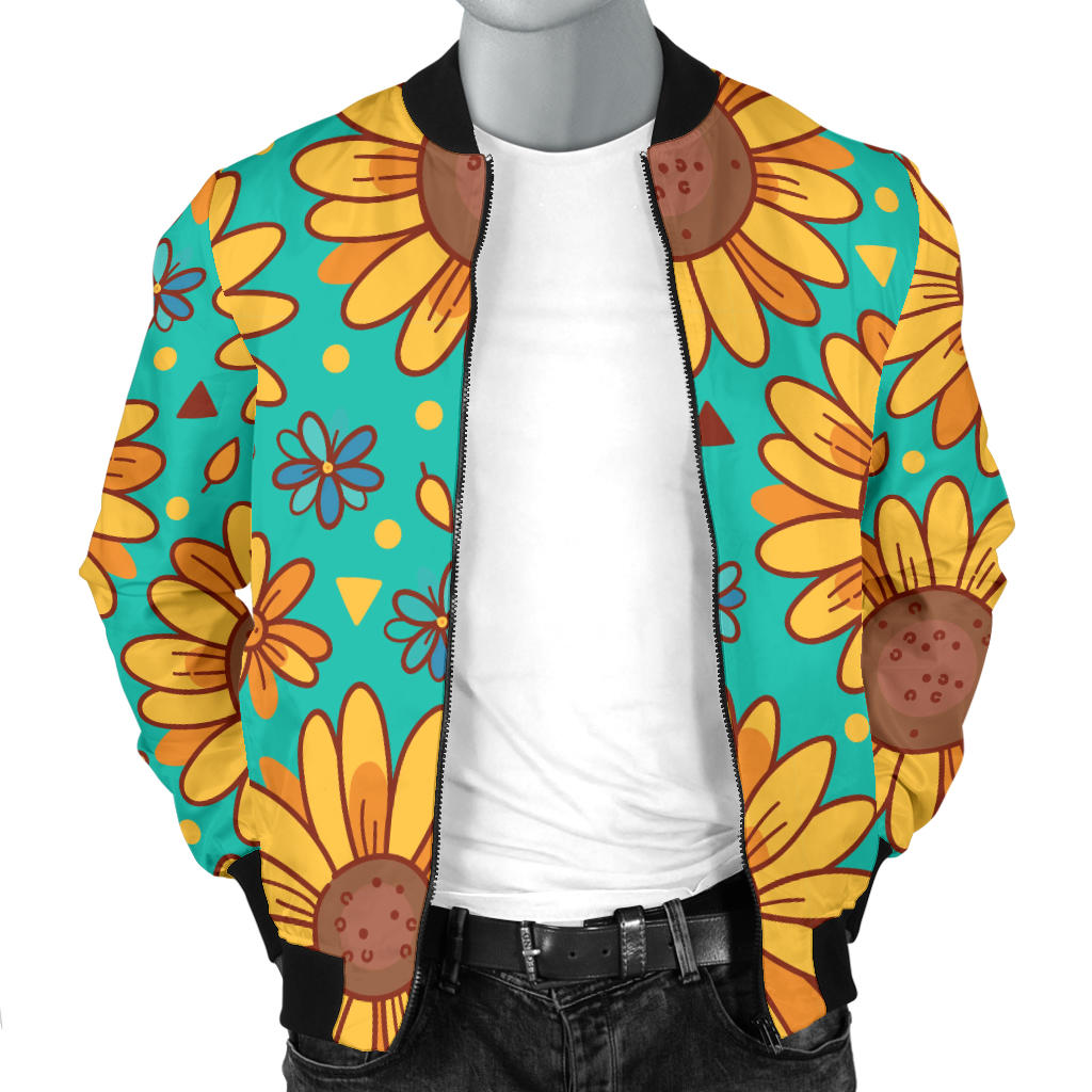 Sunflower Pattern Print Design SF013 Men Bomber Jacket