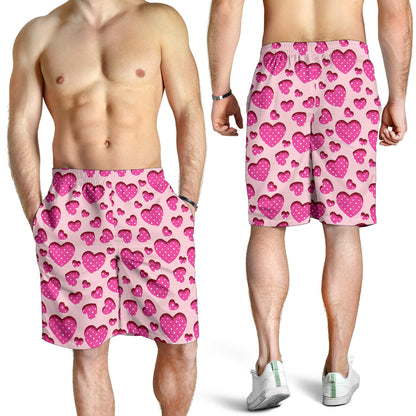 Heart Pink Pattern Print Design HE06 Mens Shorts