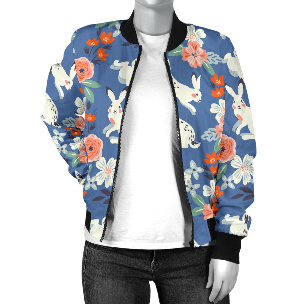 Bunny Pattern Print Design 07 Women's Bomber Jacket