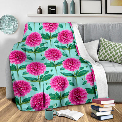 Dahlia Pattern Print Design DH08 Fleece Blanket