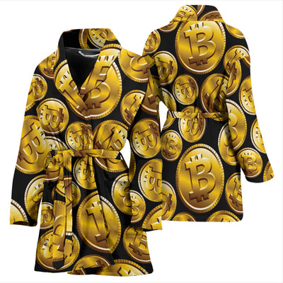 Bitcoin Pattern Print Design DO05 Women Bathrobe