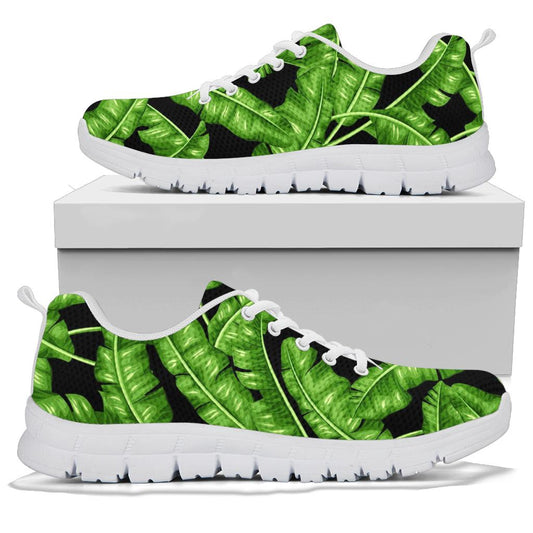 Banana Leaf Pattern Print Design BL01 Sneakers White Bottom Shoes