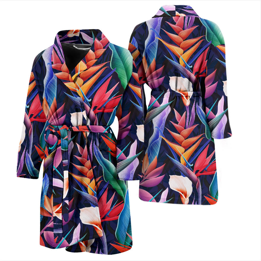 Tropical Flower Pattern Print Design TF023 Men Bathrobe
