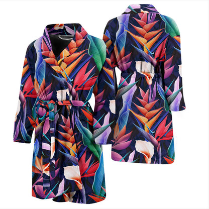 Tropical Flower Pattern Print Design TF023 Men Bathrobe