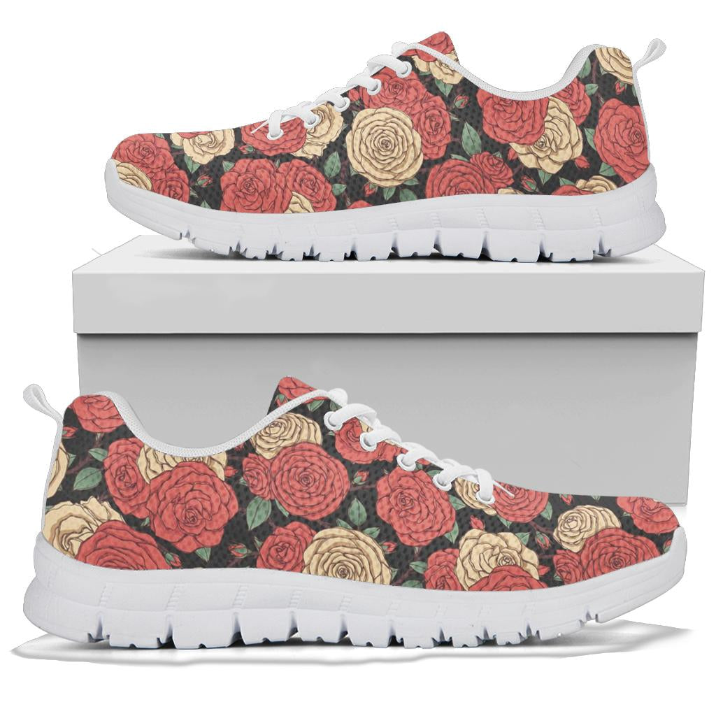 Camellia Pattern Print Design CM01 Sneakers White Bottom Shoes