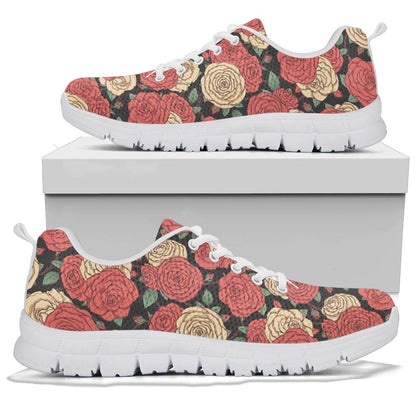 Camellia Pattern Print Design CM01 Sneakers White Bottom Shoes
