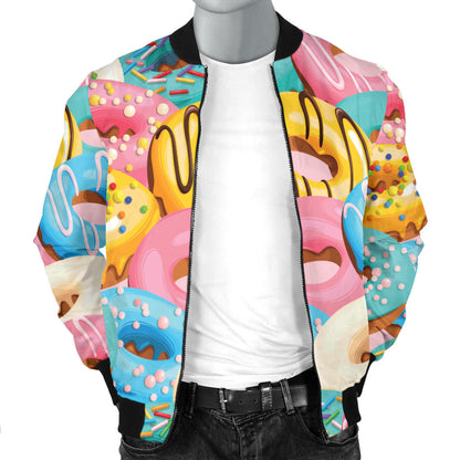 Donut Pattern Print Design DN01 Men Bomber Jacket