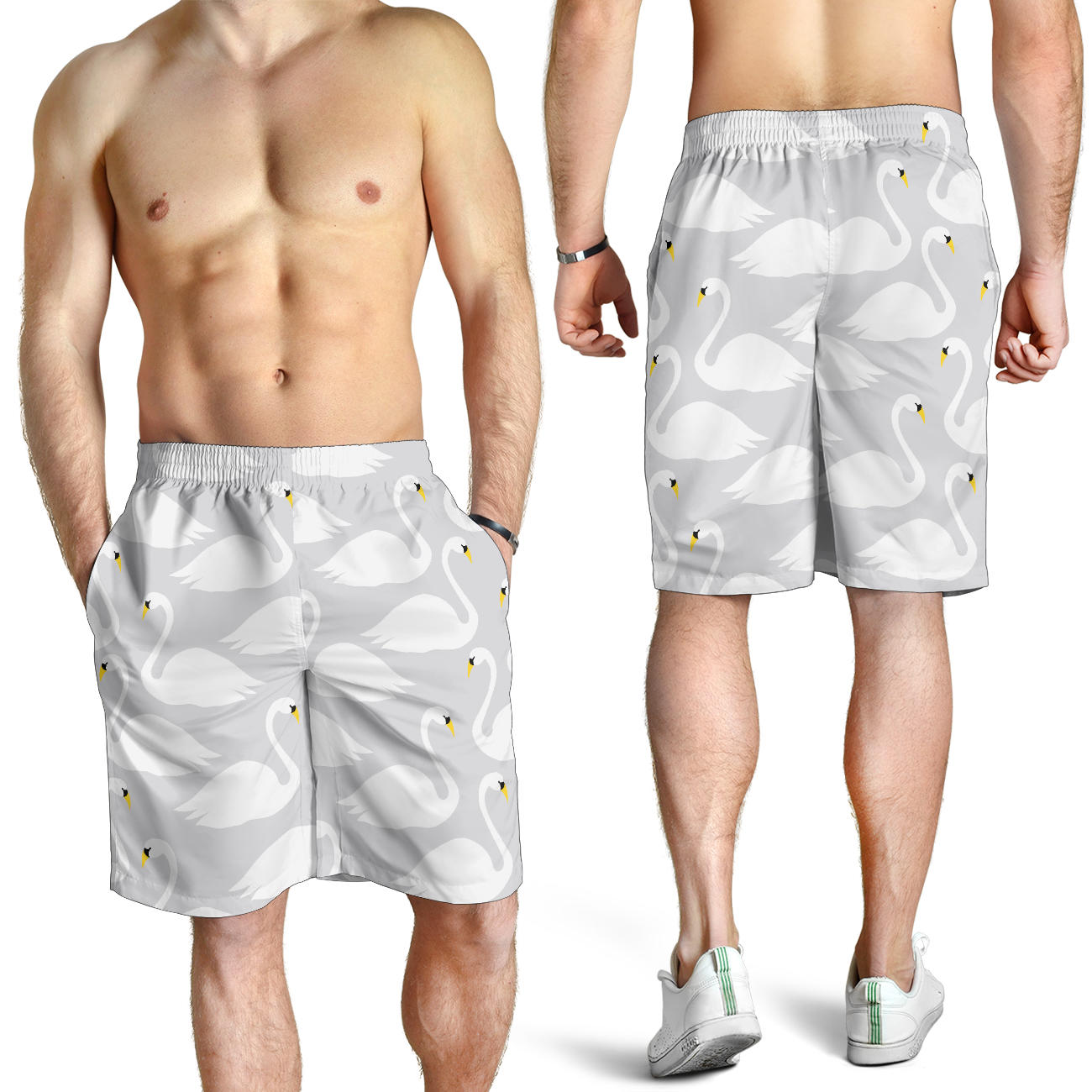 Swan Pattern Print Design 02 Mens Shorts