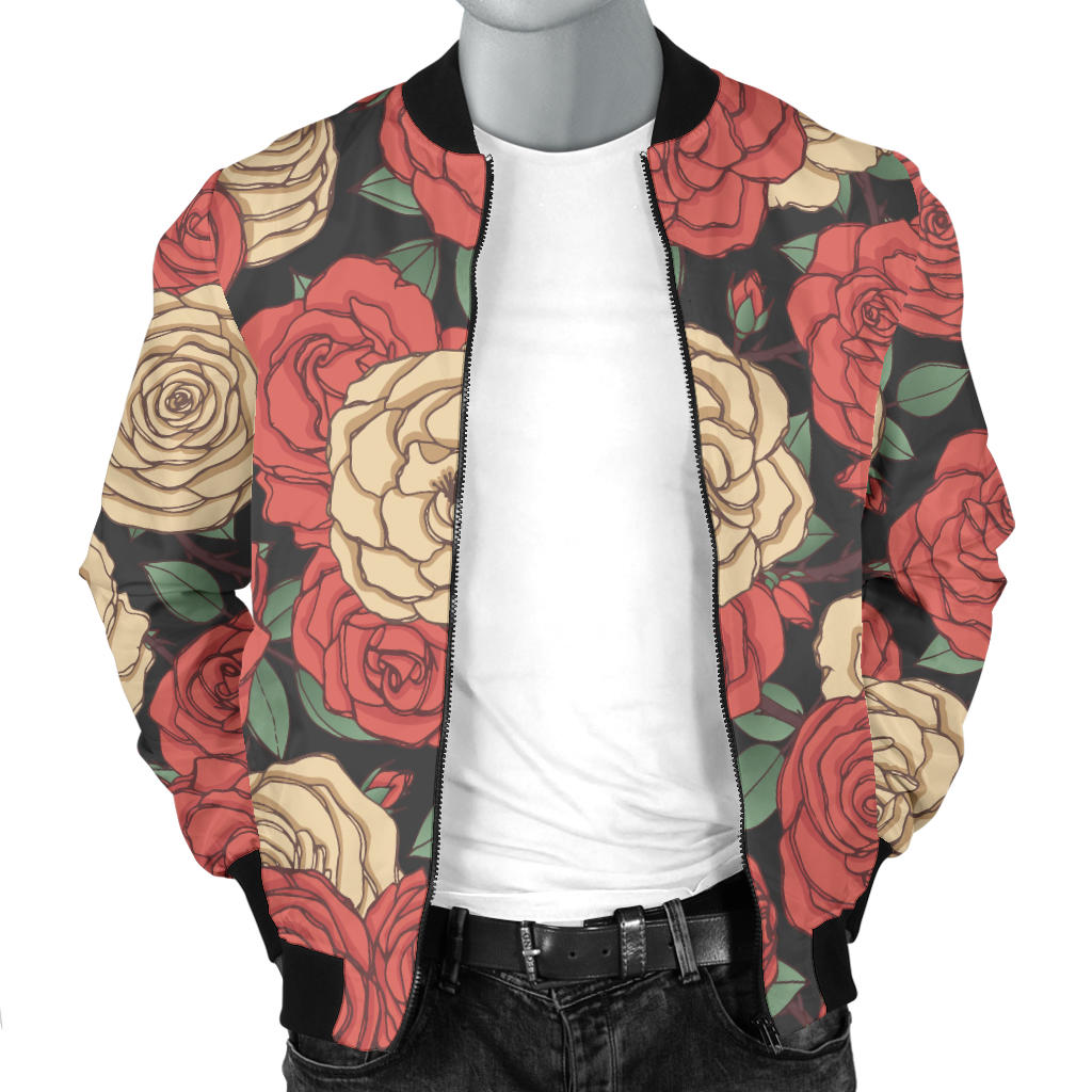 Camellia Pattern Print Design CM01 Men Bomber Jacket