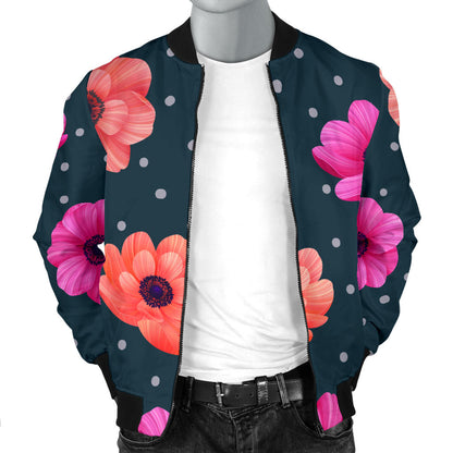 Anemone Pattern Print Design AM08 Men Bomber Jacket