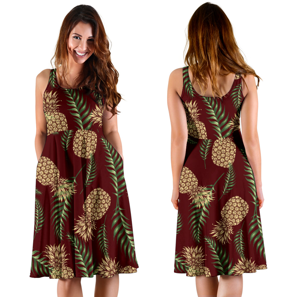 Pineapple Pattern Print Design PP013 Midi Dress