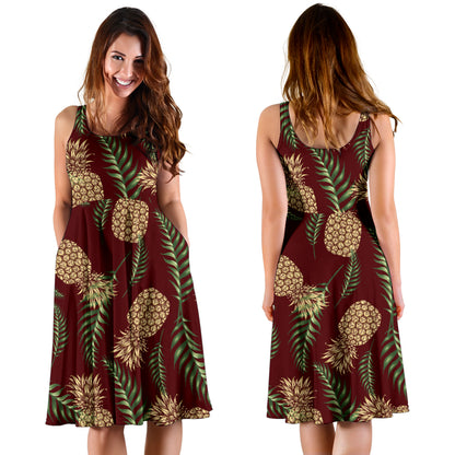 Pineapple Pattern Print Design PP013 Midi Dress
