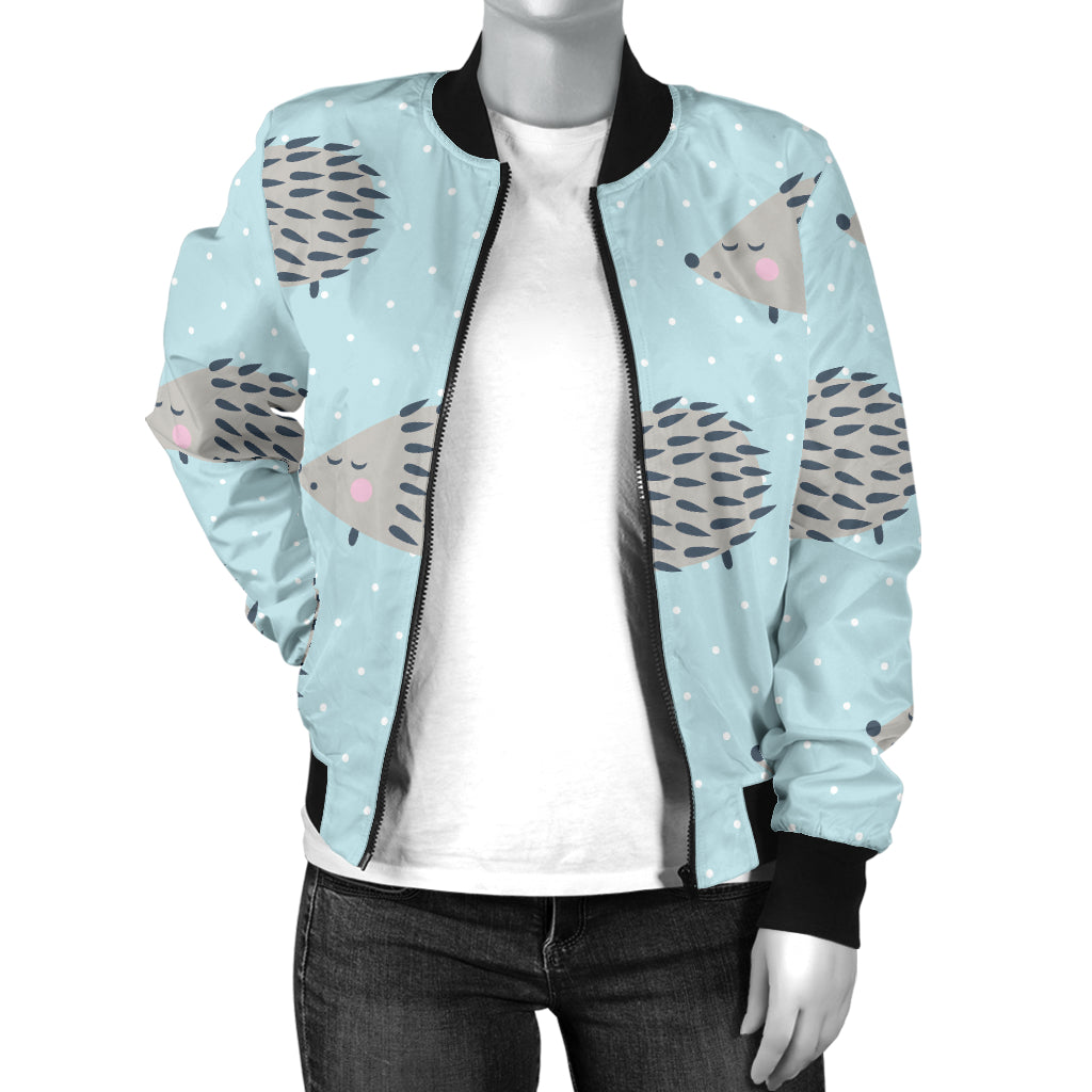Hedgehog Pattern Print Design 02 Women's Bomber Jacket