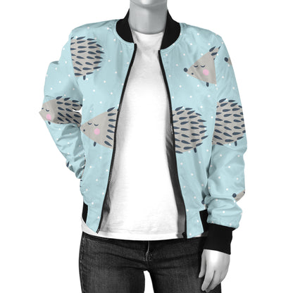 Hedgehog Pattern Print Design 02 Women's Bomber Jacket