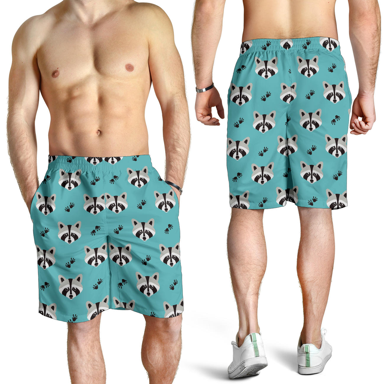 Raccoon Pattern Print Design A01 Mens Shorts