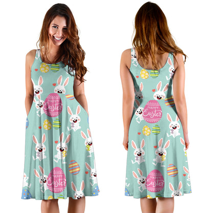 Easter Eggs Pattern Print Design RB014 Midi Dress