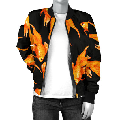 Goldfish Pattern Print Design 03 Women's Bomber Jacket