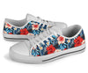 Red Hibiscus Blue Scene White Bottom Low Top Shoes