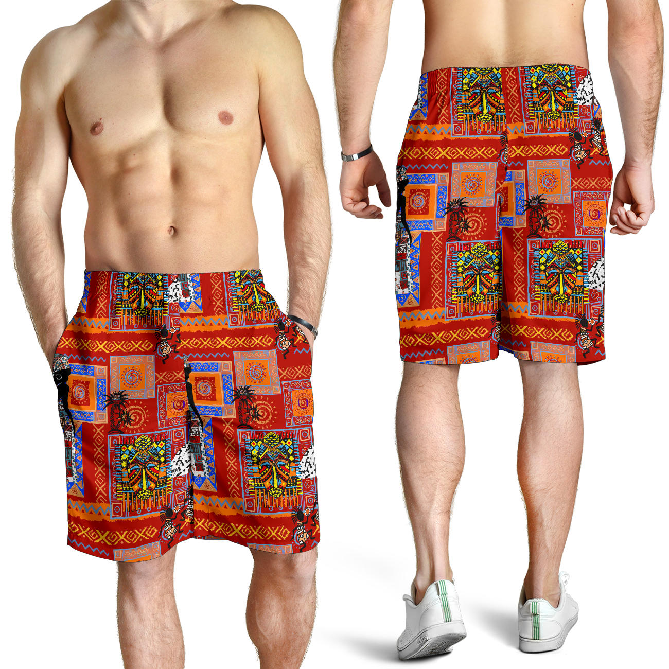 African Print Pattern Mens Shorts
