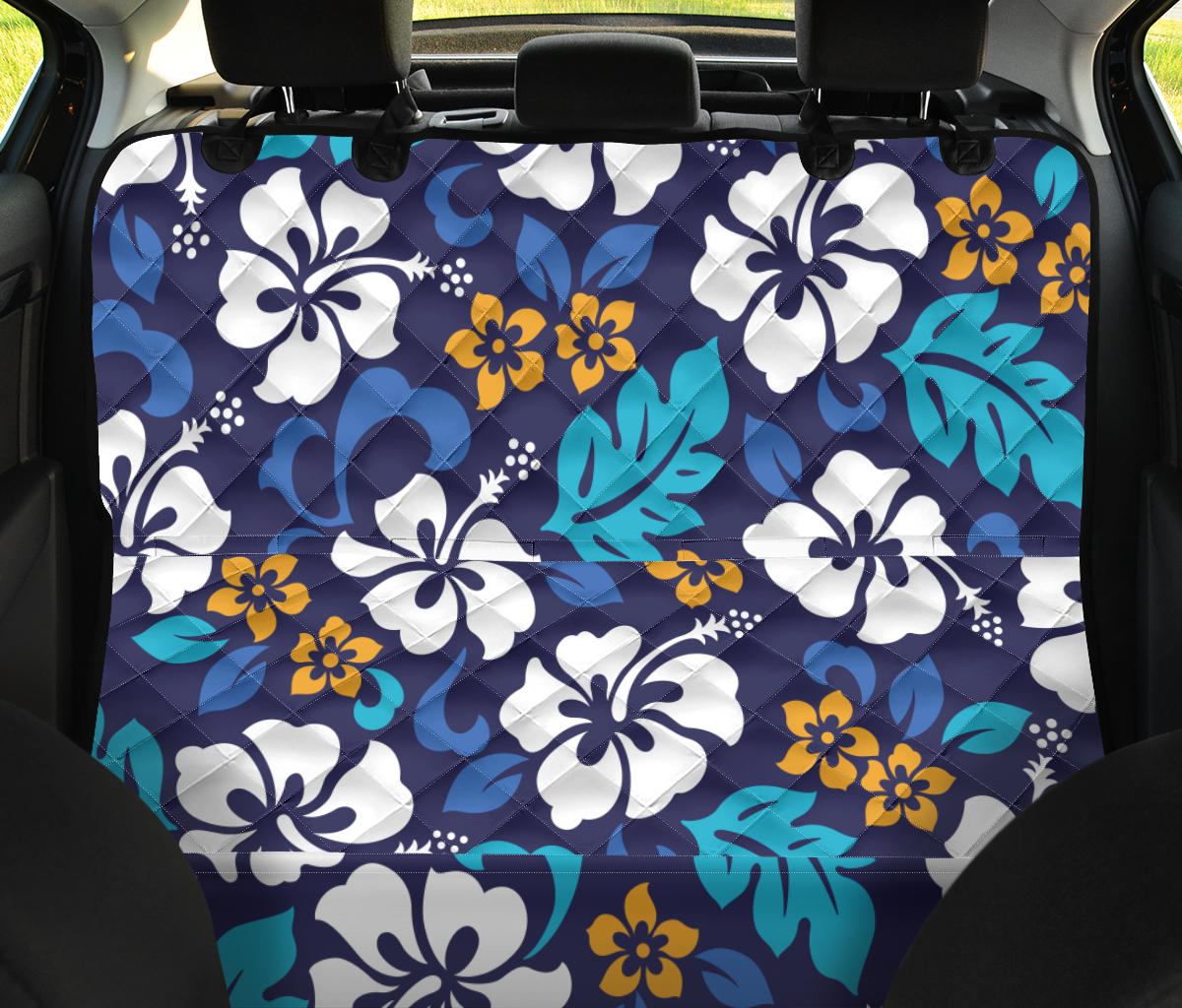 Hibiscus Pattern Print Design HB030 Rear Dog  Seat Cover