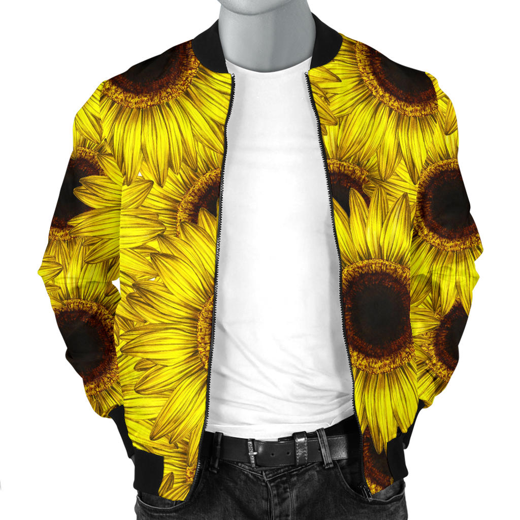 Sunflower Pattern Print Design SF011 Men Bomber Jacket