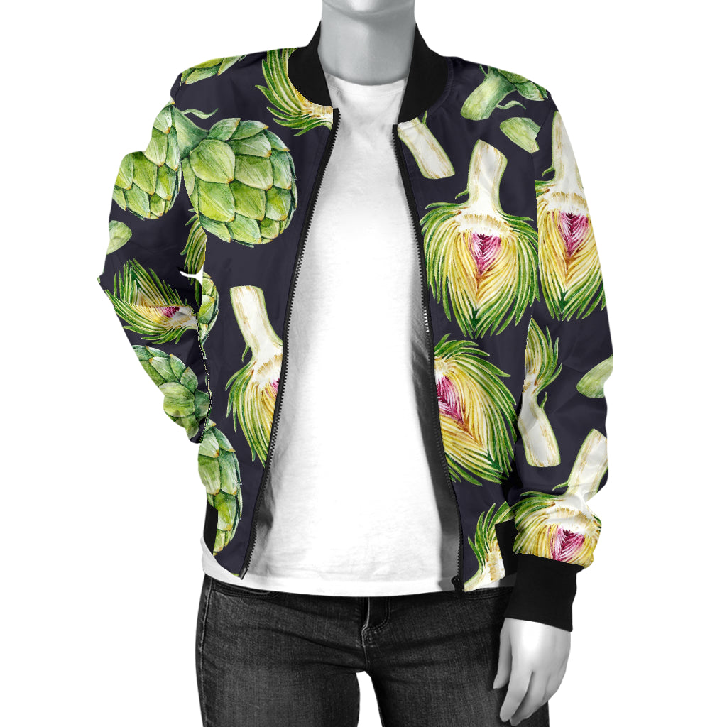 Artichoke Pattern Print Design 01 Women's Bomber Jacket