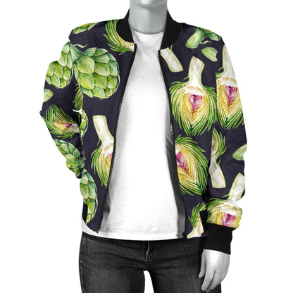Artichoke Pattern Print Design 01 Women's Bomber Jacket