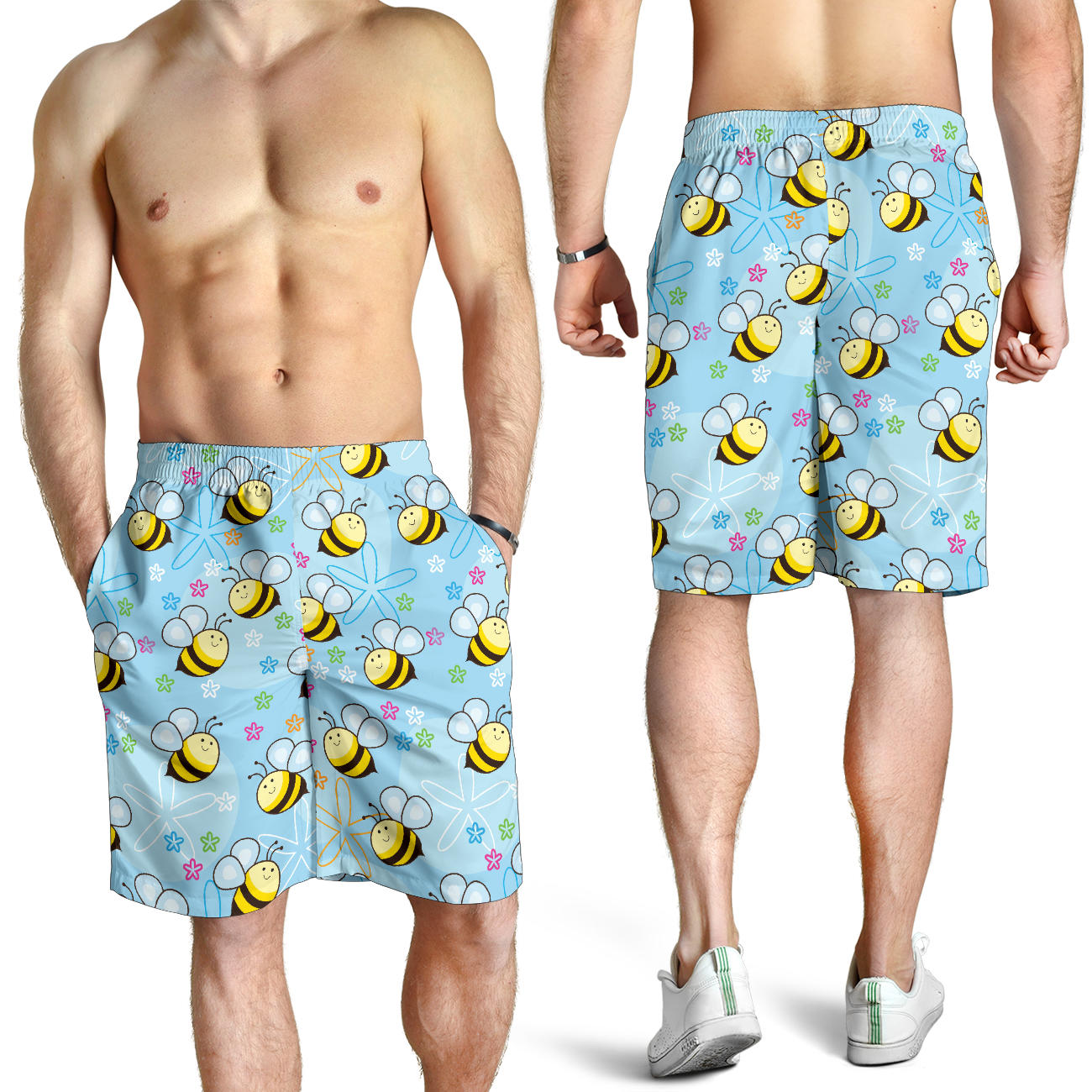 Bee Pattern Print Design BEE03 Mens Shorts
