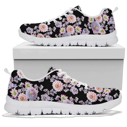 Dahlia Pattern Print Design DH012 Sneakers White Bottom Shoes