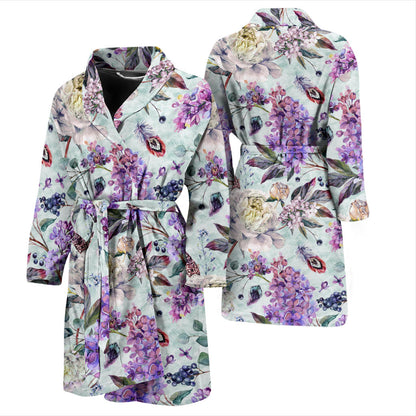 Lilac Pattern Print Design LI06 Men Bathrobe