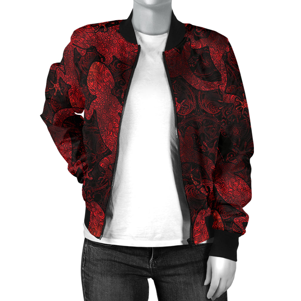 Gecko Pattern Print Design 04 Women's Bomber Jacket