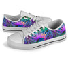 Neon Flower Tropical Palm Leaves White Bottom Low Top Shoes