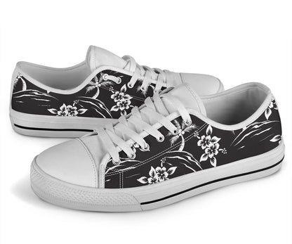Palm Tree Pattern Print Design PT02 White Bottom Low Top Shoes