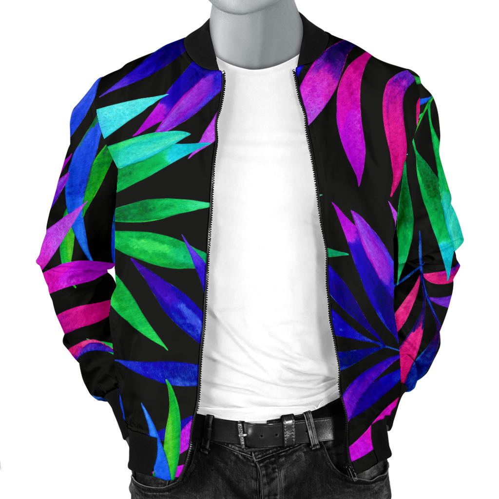 Tropical Flower Pattern Print Design TF010 Men Bomber Jacket